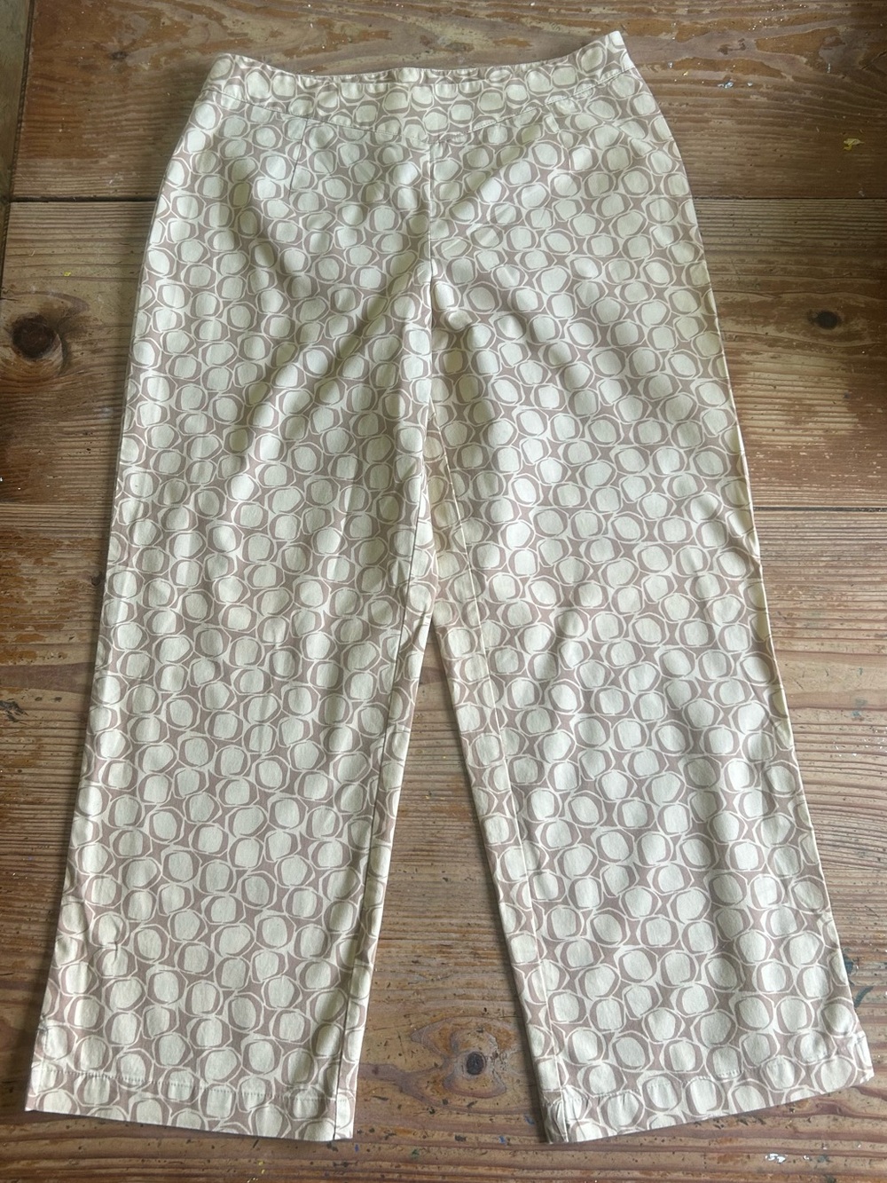 Hanna Andersson Khaki Tan Abstract Circle  Capri Pants Sz 10